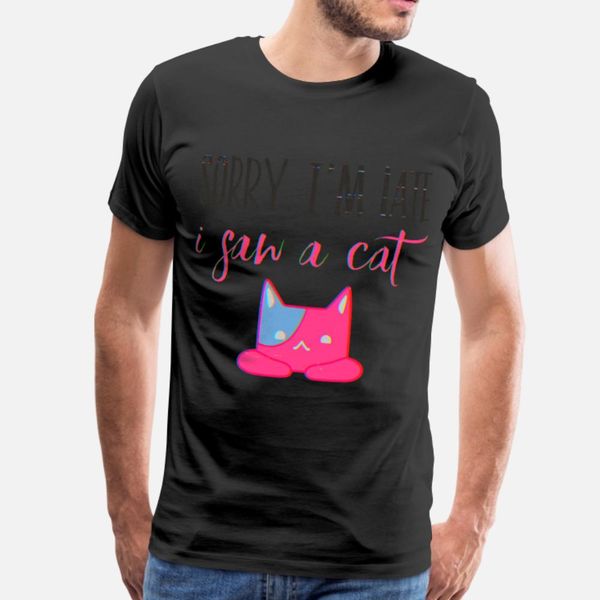 

cat late pet animal funny t shirt men anti-wrinkle cotton round neck normal anti-wrinkle new style spring autumn leisure shirt
