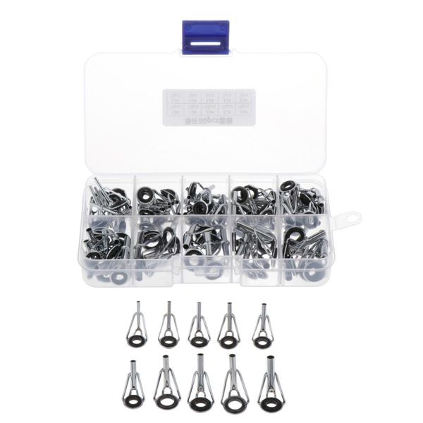 

set of 40 stainless steel fishing rod guides fishing guides ring eye - 10 sizes