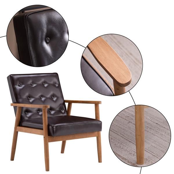 

ретро современный деревянный одноместный стул, коричневый pu