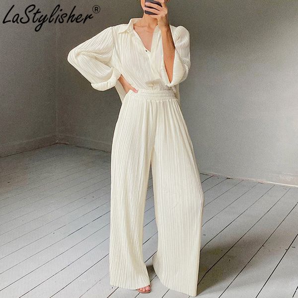 

women's tracksuits fashion casual loose women set 2 pieces summer office lady piece pants sets elegant wide leg shirt clothes, Gray