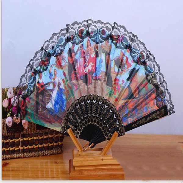 

танцы цвет 60 сторона рука испанский случайные вентилятор вентилятор 9 складной стиль pattern размер упаковки landscape шт характер ткани jo