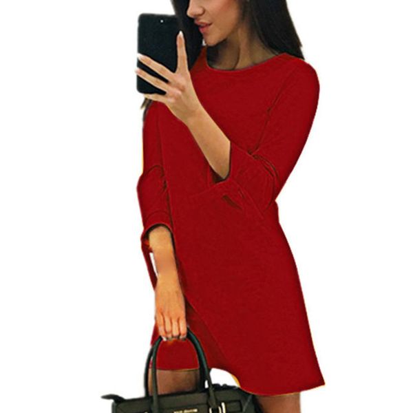 

women one-pieces dress solid color o-neck long sleeves strappy dress for summer xin-shipping, Black;gray