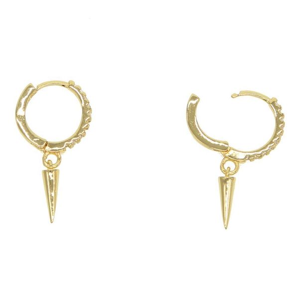 

2019 korean style gold filled dangle cone stud earrings for girls women simple cute studs jewelry pave tiny cz punk boys01, Golden;silver