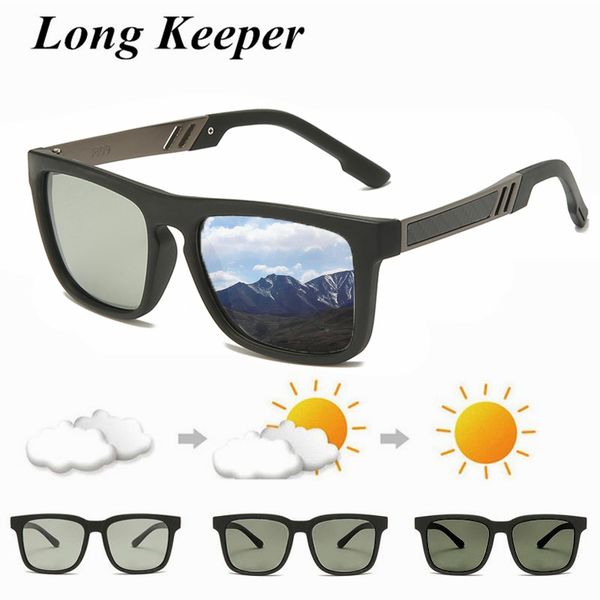 

change color tr90 frame pchromic polarized sunglasses men square classic chameleon glaases eyewear uv400, White;black