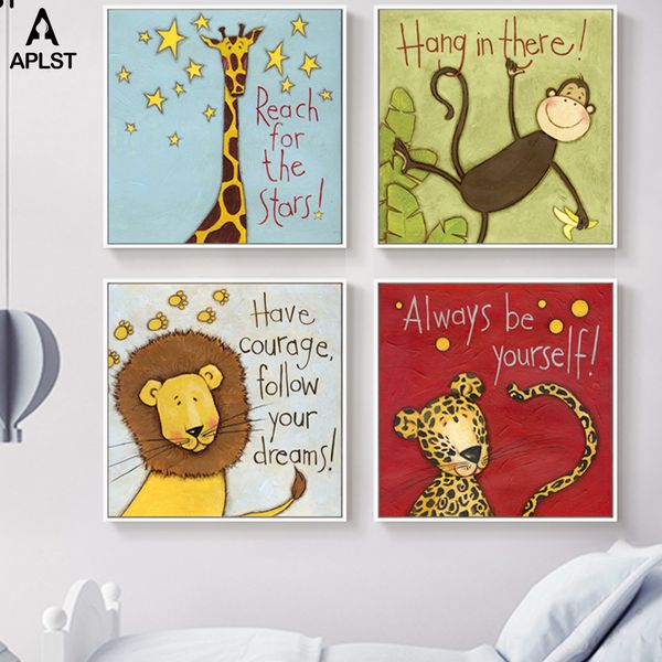 

жираф лев обезьяна животных холст плакаты питомник nordic wall art prints младенческая детская комната фотографии поощряйте quote картины