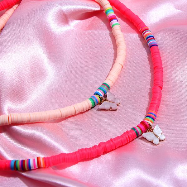 

flatfoosie creative casual acrylic butterfly pendant necklace for women fashion handmade beaded resin chain necklace gift, Silver