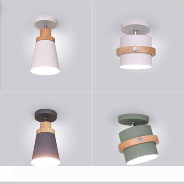 

modern led ceiling light nordic wooden wrought iron metal lamps for aisle corridor hallway gray green white lighting fixture bar-i27
