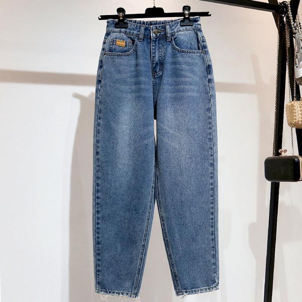 

autumn plus size high waist loose jean women casual big size harem denim pant trouser 4xl 5xl large size blue nine jean