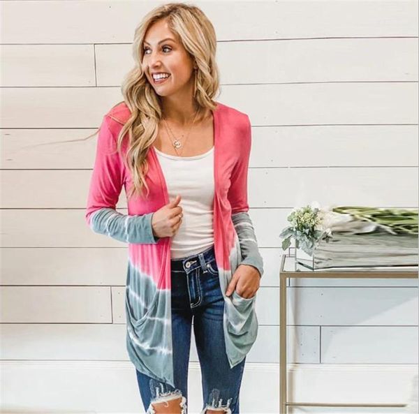 

cardigan fashion tie dyed long sleeve slim long length coats new women clothing autumn women jackets, Black;brown