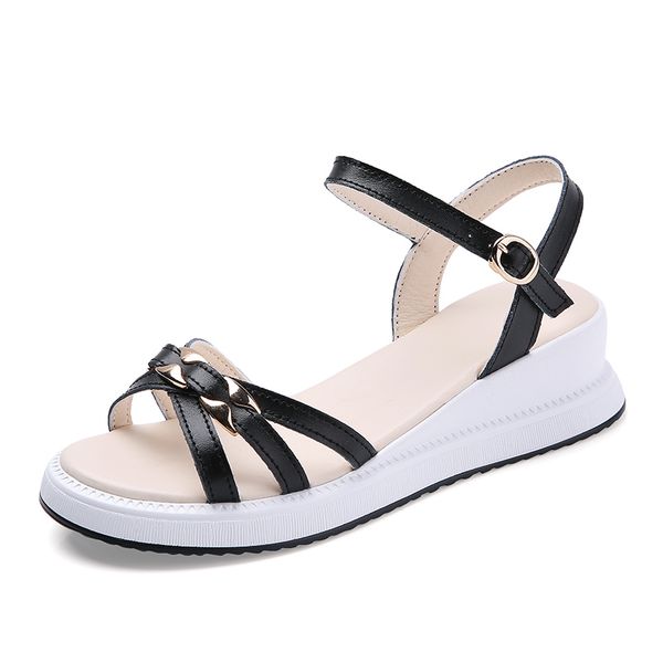 

2020 new fastion summer wedge women sandals open toe gladiator sandals women casual platform rome women's shoes, Black