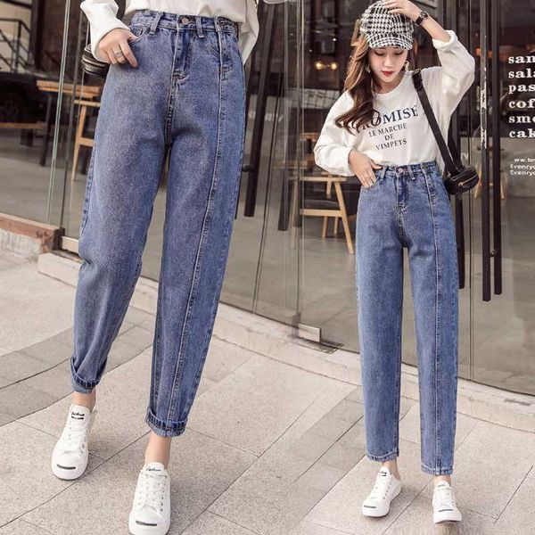 

jeans woman spring autumn korean vintage high waist trousers 2020 denim pants for women clothes vaqueros mujer 6592# yy178, Blue