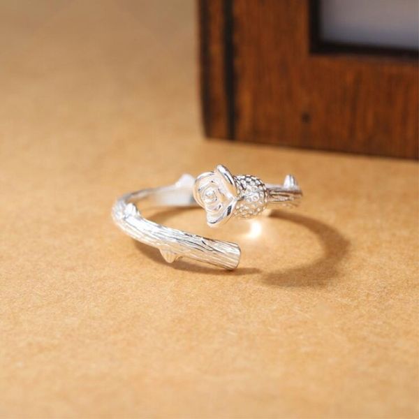 

new fashion simple popular exquisite temperament 925 sterling silver jewelry two colors rose flower opening rings sr124, Golden;silver