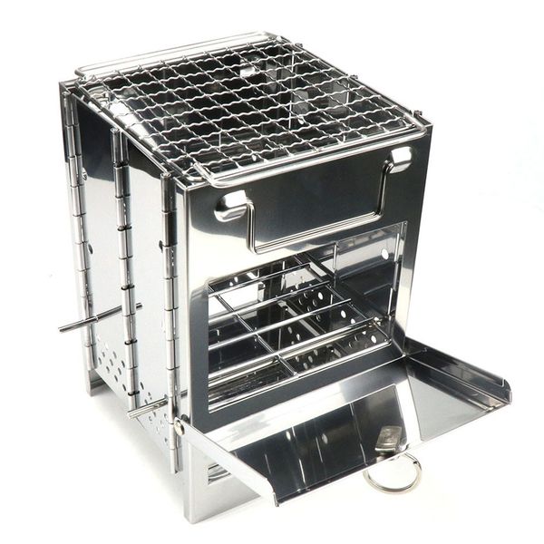 

cooking picnic wood burning folding portable mini stainless steel barbecue stove