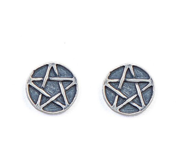 

s925 sterling silver сатана перевернутой пентаграммы серег нисходящая указывающей pentagram пентакль люцифера satanic11, Golden;silver