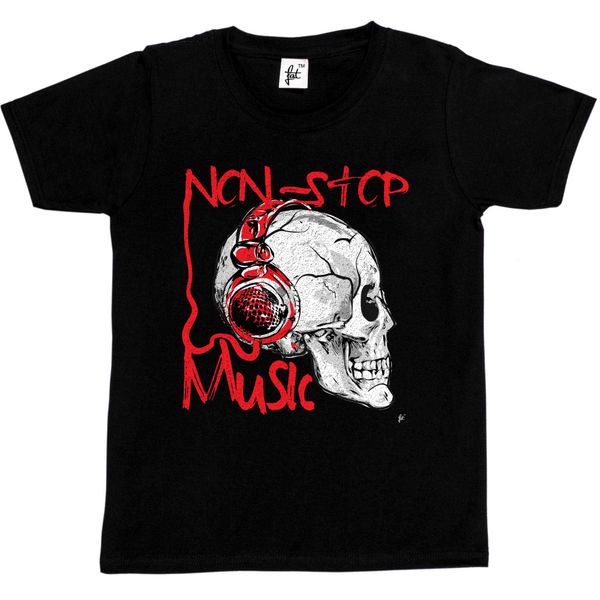 

t-shirt лето новизны мультфильм футболка музыка любовь non stop music headphone ношение черепа дети мальчиков / девочек t-shirt movie shirt