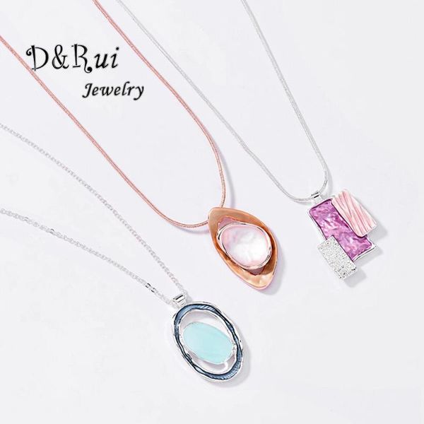 

2020 new design geometric pendant necklace for women female girls enamel shake chain necklaces fashion female chockers jewelry, Silver
