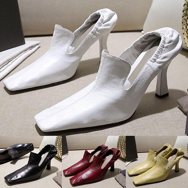

2020 new fashion womens pumps with plain toes - grade oil wax pleated sheepskin for witch thin heels party stiletto, Black