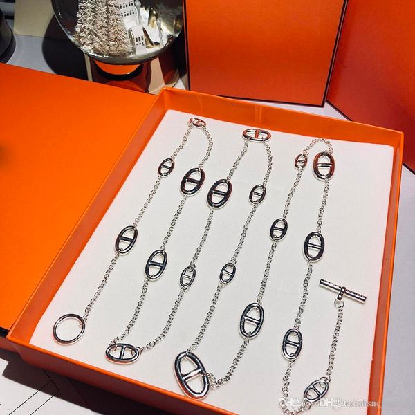 

2020 money pig nose sweater chain neutral necklace personality fashion copper material surface plating of pure silver