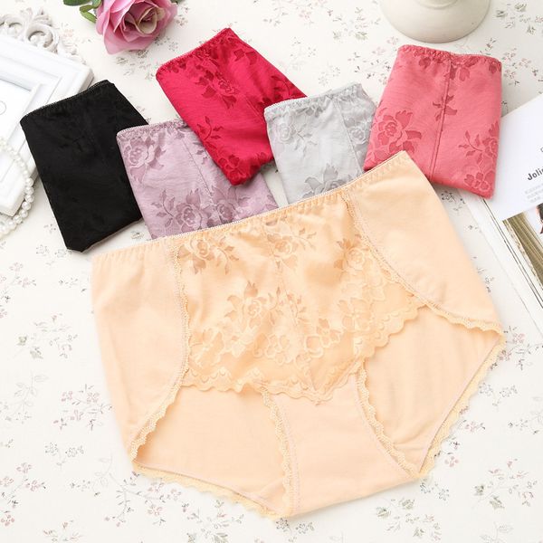 

high-waisted panties cotton breathable lace cotton women's panties, Black;pink
