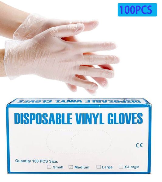 

100pcs одноразовые перчатки пвх прозрачные неопудренная защитные перчатки 64