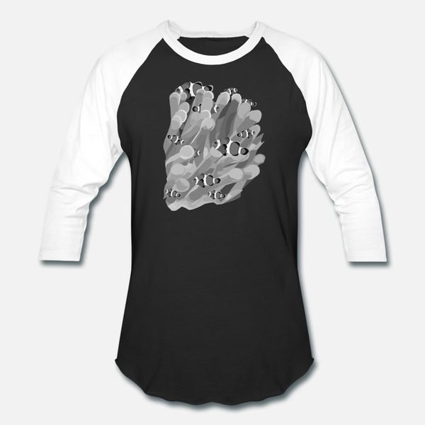 

black and white coral reef anemone with clownfish t shirt men create tee shirt s-xxxl unique fit casual summer pictures shirt