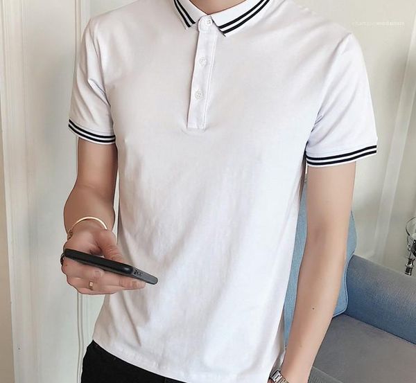 

полосатый printed casual с коротким рукавом тройники тонкая сплошного цвета мода дышащая мужская топы мужской дизайнерской polos, White;black