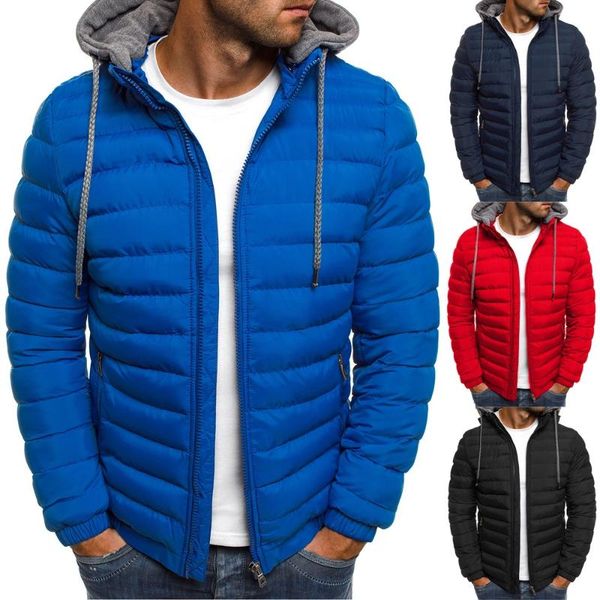 

men's down & parkas zogaa men hooded coat parka jacket 2021 clothes coats fot male cotton clothing winter bubble, Black