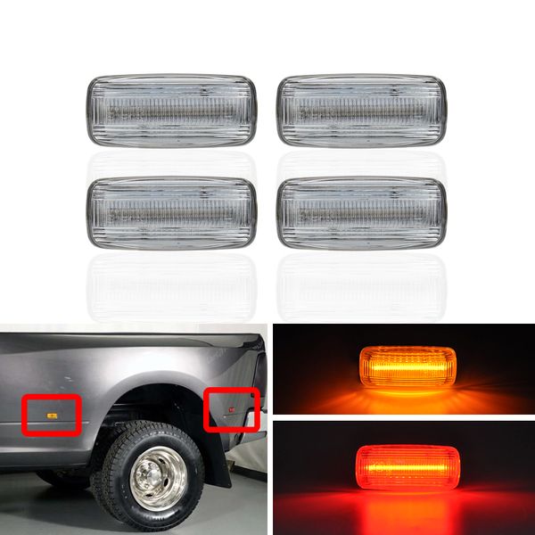 

4pcs f&r amber red led dually bed side fender marker lights for dodge 2500 3500 hd 2010-2020 for dodge charger avenger