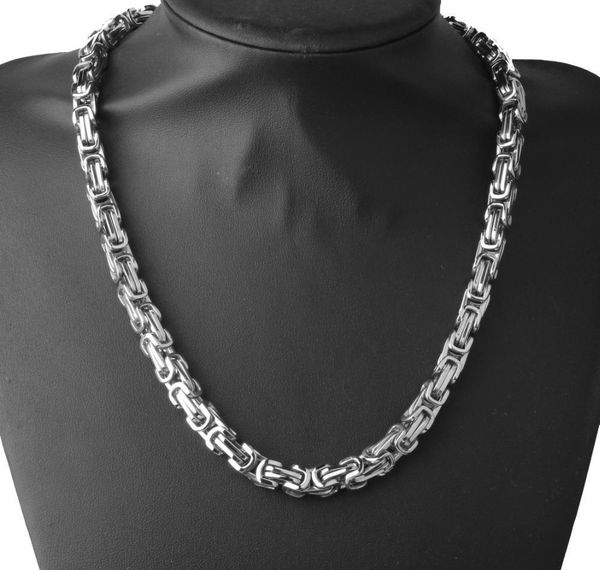 

8mm never fades 316l stainless steel silver byzantine box chain mens womens necklace 24 & bracelet 8.66 jewelry sets003