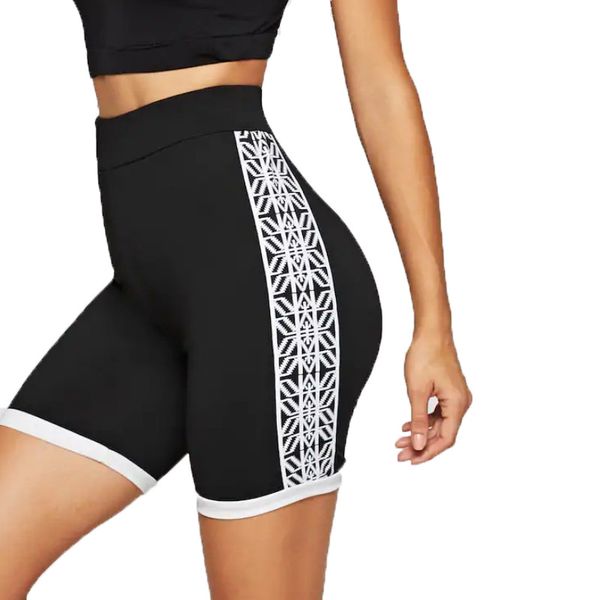 

europe and america summer solid color joint side lace-up shorts sports yoga shorts riding stretch pants, White;red