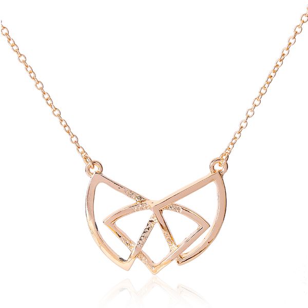 

personality trend fashion gold ladies pendant necklace three fan-shaped unique pendant for women to create high quality, Silver