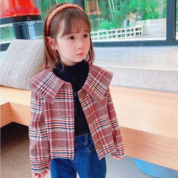 

mihkalev pattern kids 2020 spring autumn plaid jacket and coat baby girl single breasted oat children clothing outerwear, Blue;gray