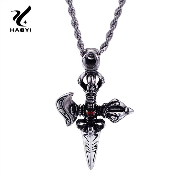 

stainless steel cross pendant necklace for men with twisted singapore chain fashion jewelry, Silver