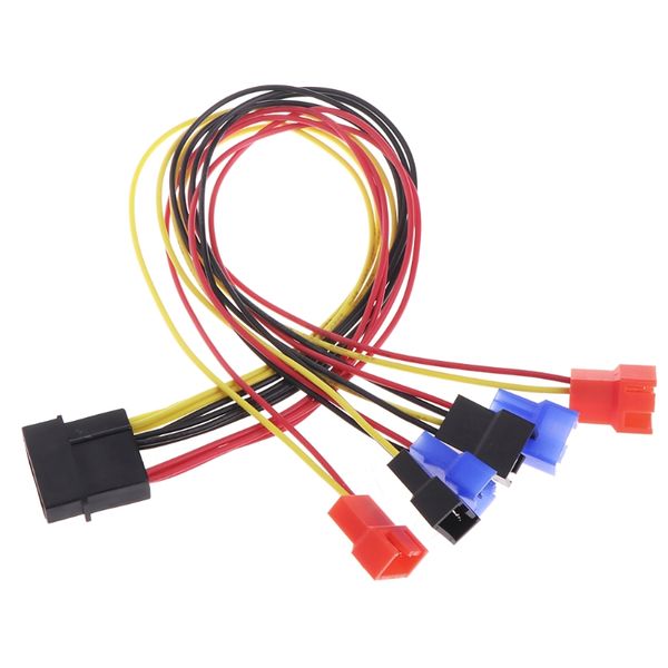 

4-pin ide molex to 6-port cooling fan 2-pin splitter power pc diy adapter cable