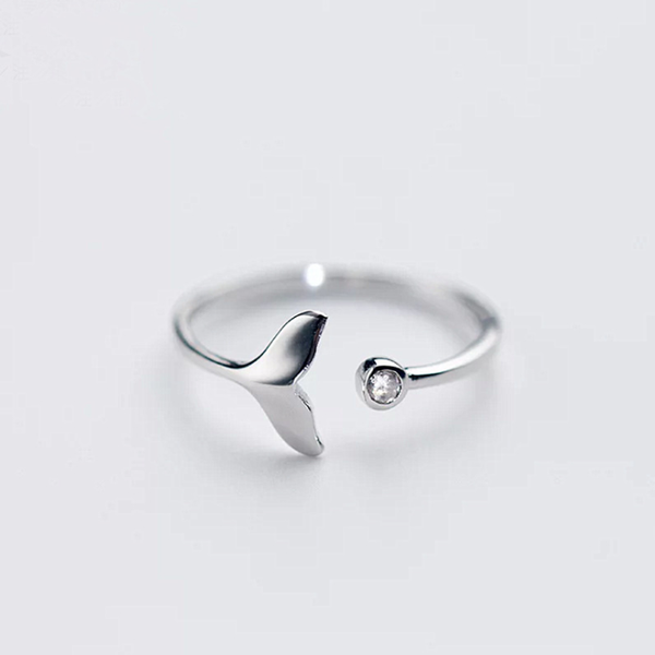 

100% esterlina jÃ³ias anÃ©is para as mulheres declaraÃ§Ã£o de moda bonito de cristal da sereia da cauda antigo anel a, Golden;silver
