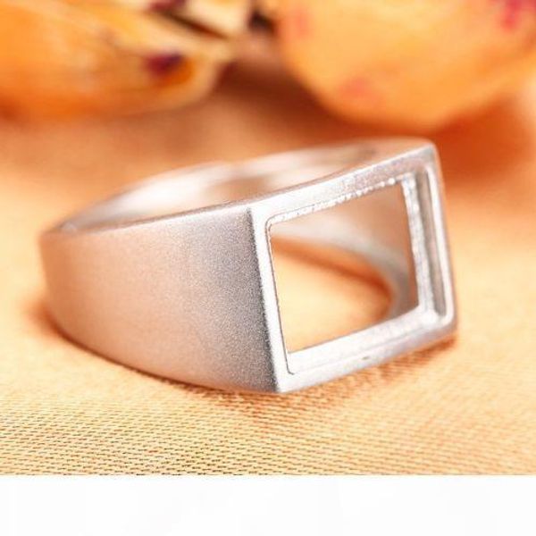 

fine silver 925 sterling silver engagement wedding ring for women & men 7x9mm 8x10mm 9x11mm 10x14mm princess cabochon semi mount jewelry, Slivery;golden