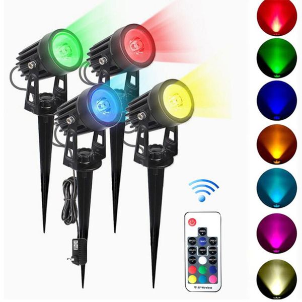

lawn lamps, color changing led landscape lights 12w lighting ip66 waterproof garden pathway light walls trees outdoor spotlights, 4 packs