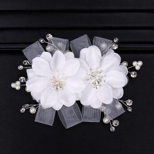 

forseven bridal wedding jewelry white flower hair pins women hair clips girls mesh jewelry accessories headwear, Golden;silver