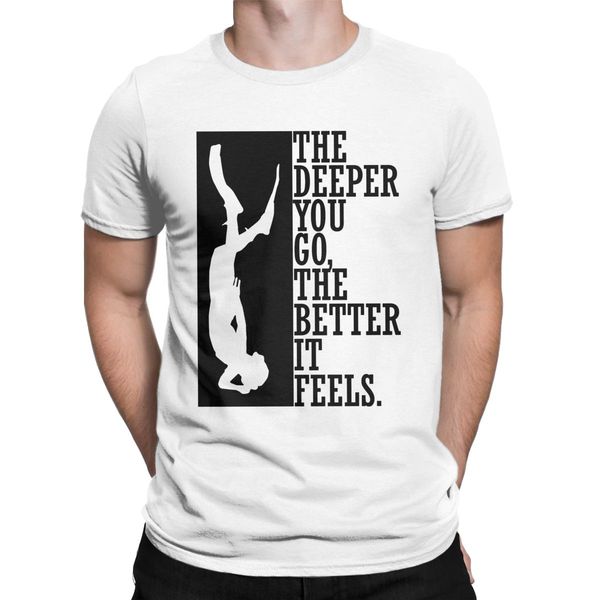 

scuba diving diver dive water sports t shirt men cotton leisure t-shirts crew neck the deeper you go tees short sleeve