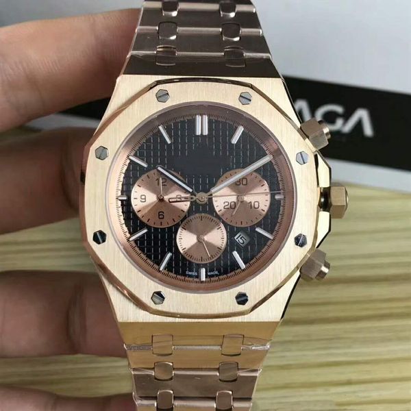 

luxurious royal oak, sapphire mirror.men's six needle mechanical watch.41mm 316 quality steel.3a men's mechanical sports watch, Slivery;brown