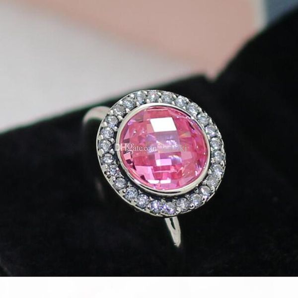 

100% 925 sterling silver brilliant legacy ring with pink cz european designer style jewelry charm, Golden;silver