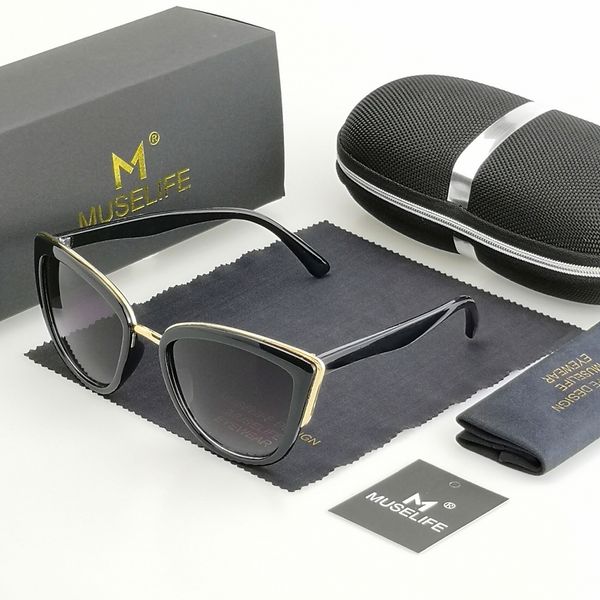 

muselife cateye sunglasses women vintage gradient glasses retro cat eye sun glasses female eyewear uv400, White;black