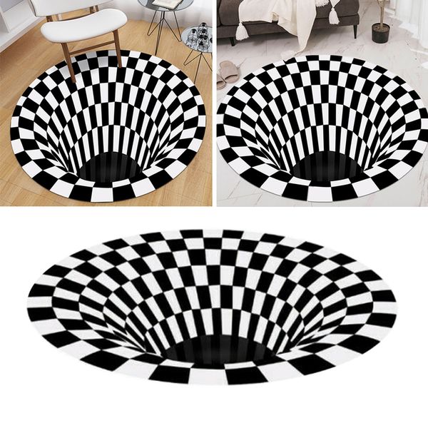 

3d rug round creative area rug black white lattice rug room mats