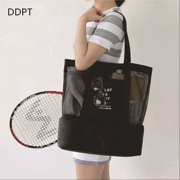 

ddpt high capacity women mesh transparent bag double-layer heat preservation large picnic beach bags