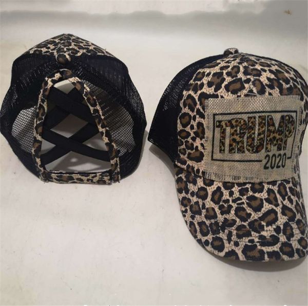 

trump 2020 design letters ponytail baseball cap cross washed caps women hats summer snapback hat leopard print sports hip hop visor e81901, Yellow