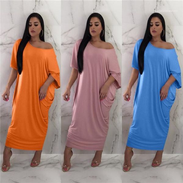 

women o neck dress new short sleeve loose pure color casual dresses ladies summer clothes, Black;gray