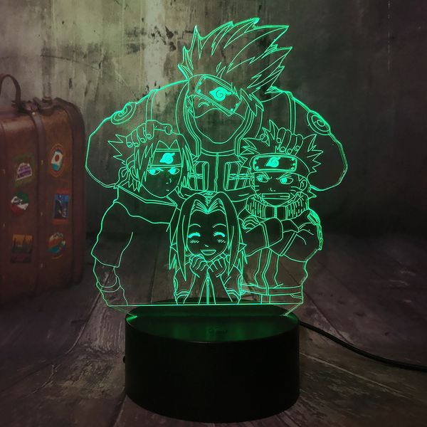 

naruto anime figure 3d optical illusion night light hatake kakashi uzumaki naruto uchiha sasuke table lamp kid christmas lamps y200811