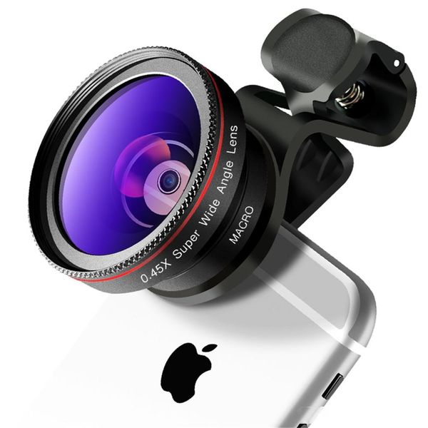 

2 in 1 hd phone camera lens kit 0.45x wide angle 12.5x macro clip-on for iphone samsung smartphone external camera