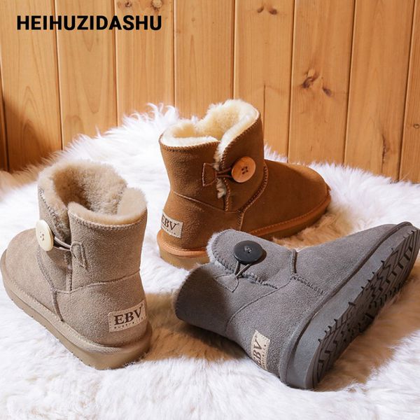 

матовая кожа снегоступы женщин покрытием теплые плюшевые ботильоны для женщин 2020 классическая мода плюс размер зима 35-42, Black