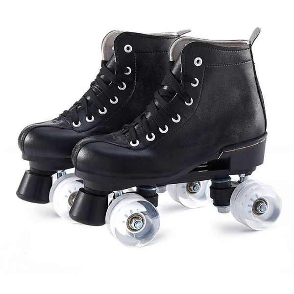 

white black double-row skates roller skates male and female double-row roller outdoor sports shoes